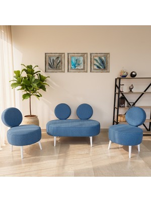 Azra Mobilya Dünya Model Koltuk Takımı – 2+1+1 – Buklet Kumaş – Ahşap Ayaklı – Modern Ofis & Bekleme Alanı Seti