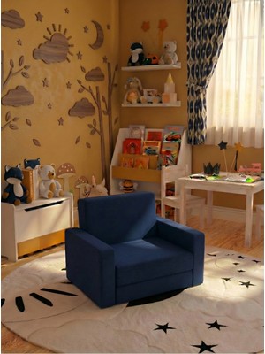 Lensa Home Çocuk Koltuğu Komple Sünger Katlanabilir Yataklı Minder Yatak (0-4 Yaş) Soho Lacivert