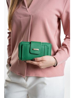 Sannora Bags Kadın Siyah Fermuarlı Cüzdan Çok Gözlü  Şık Tasarım Kartlık Bölmeli