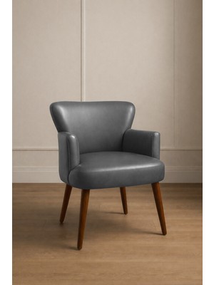 Azra Mobilya Roma Gri Deri Modern Berjer Koltuk | Tekli Koltuk – Şık ve Konforlu Oturma Alanı