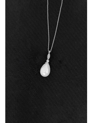 Else Silver 925 Ayar Gümüş Elegance Damla Inci Kolye