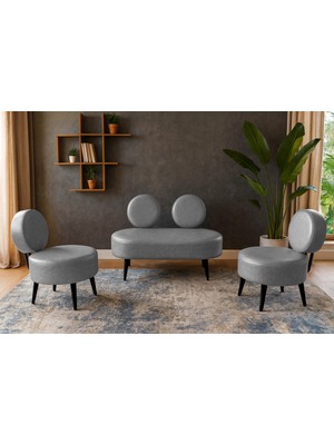 Azra Mobilya Dünya Modern Deri Koltuk Takımı | Şıklık ve Konforun Buluşması | Ofis & Ev | Siyah Ayak | Gri