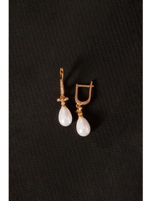 Else Silver 925 Ayar Gümüş Fiyonk Damla Inci Küpe