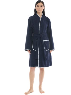 Athena Kimono Kadın Bornozu- Lacivert %100 Pamuk