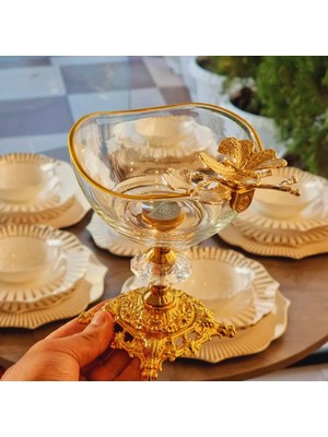 Elta Collection 6 Adet Kelebekli Döküm Ayaklı Kase Magnolia Dondurmalık Cup Çerezlik Sunumluk