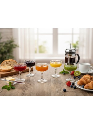 Elta Collection Titanyum Cam Lokumluk – Kahve Yanı Sunumluk, Şekerlik, Reçellik, Tatlı Sunum Kasesi (6’lı Set)