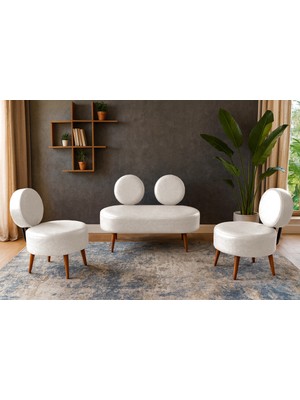 Azra Mobilya Dünya Modern Deri Koltuk Takımı | Şıklık ve Konforun Buluşması | Ofis & Ev | Ceviz Ayak | Krem