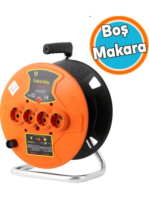 Nzb Boş Makara 4 Prizli Dayanıklı Plastik Sarım Makarası Kablo Düzenleyici Model 50 Metre Kapasiteli