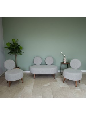 Azra Mobilya Dünya Model Koltuk Takımı – 2+1+1 – Buklet Kumaş – Ahşap Ayaklı – Modern Ofis & Bekleme Alanı Seti