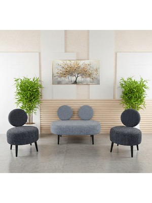 Azra Mobilya Dünya Model Koltuk Takımı – 2+1+1 – Buklet Kumaş – Ahşap Ayaklı – Modern Ofis & Bekleme Alanı Seti