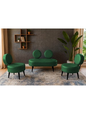 Azra Mobilya Dünya Modern Deri Koltuk Takımı | Şıklık ve Konforun Buluşması | Ofis & Ev | Siyah Ayak | Yeşil