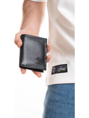 Sannora Bags Erkek Çok Bölmeli Siyah Kartlık Cüzdan Kağıt Para Bölmeli