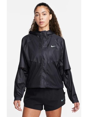 Nike Running Division Aerogami Women's Storm-Fıt Adv Jacket Kadın Kapüşonlu Yağmur Geçirmez Hava Panelli Koşu Ceket Siyah