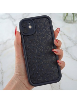 Fibaks Apple iPhone 11 Kılıf Yumuşak Siyah Leopar Desenli Yumuşak Kamera Korumalı Silikon Kapak