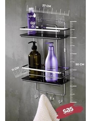 Yapışkanlı Ömür Boyu Paslanmaz Kristal Ayarlanabilir Raf Banyo Düzenleyici Şampuanlık Lş-02 Kskk