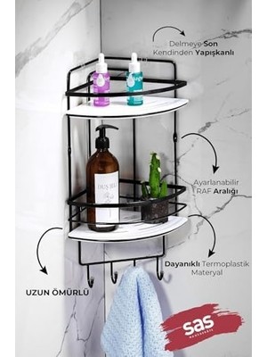 Yapışkanlı Ömür Boyu Paslanmaz Kristal Ayarlanabilir Raf Banyo Düzenleyici Şampuanlık Lk-02 Sbsk