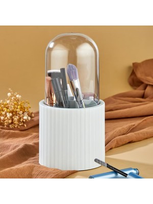 7 Bölmeli Mika Kapaklı Beyaz Diş Fırçalık Organizeri