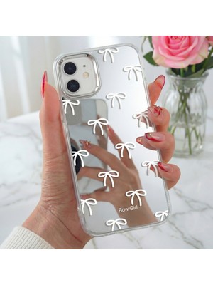 Fibaks Apple iPhone 11 Uyumlu Kılıf Aynalı Bow Girl Fiyonk Desenli Darbe Emici Silikon Kapak