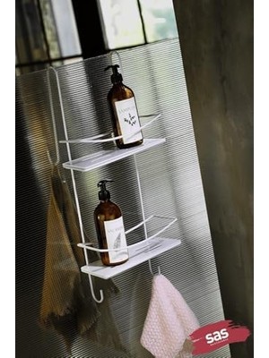 Ömür Boyu Paslanmaz Kristal Raf Banyo Düzenleyici Şampuanlık Beyaz Dşbb