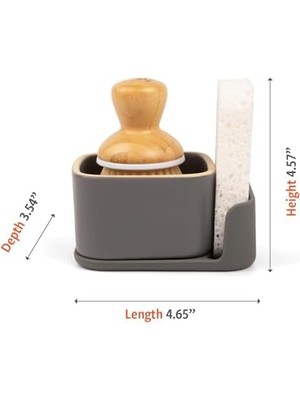 Full Bubble Up Sünger ve Fırçalı Seramik Sabunluk, Gri