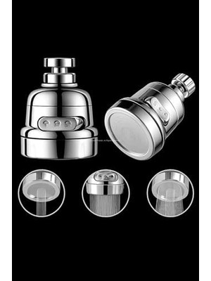 Uzun Musluk Başlığı, 360 ° Döner, Su Tasarruflu, 3 Fonksiyonlu, Difüzör, Yağmur, Sprey Modu, Kolay Montaj, Adaptörlü Musluk Aparatı