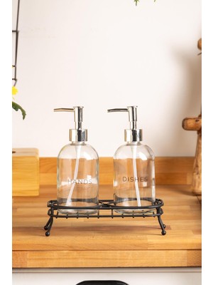 Tokyo Standlı 2 Li Sıvı Sabunluk Siyah