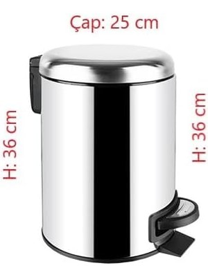 Paslanmaz Pedallı Çöp Kovası Krom 12 Lt (000302)