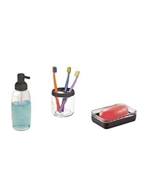 14017-3 Hediye Kutulu Mat Siyah Kaplamalı Model 3'lü Banyo Aksesuarı