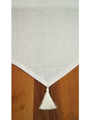 Viemso Simli Runner Püsküllü, Kırık Beyaz, 45X150CM