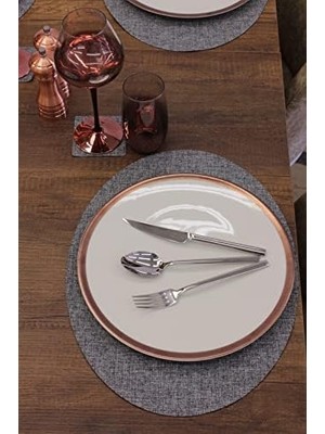 Gri Oval Int Lazer Kesim Amerikan Servis 2 Adet 35X45 cm