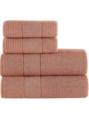 Tekstil Royality | 50X90-70X140 cm 4'lü Banyo Havlu SETI,%100 Pamuklu Havlu Takımı Kiremit