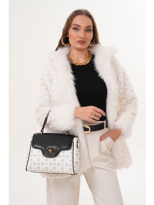 Morpelikan Kadın Dört Bölmeli Kilit Kapamalı Monogram El Omuz Çantası