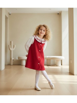 Lolipop Kids Store Kız Çocuk Kaşe Elbiseli Nakışlı Gömlekli Takım