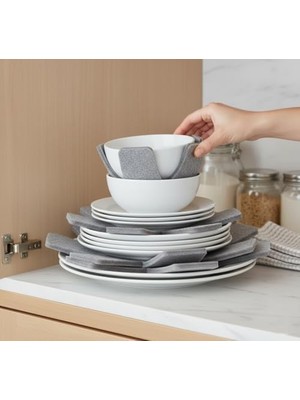 6 Adet Keçe Tencere ve Tabak Koruyucu – 30 cm Çizilme ve Kırılma Önleyici Porselen, Tava ve Tencere Ayıracı, Mutfak Saklama Keçesi, Tabak Arası Koruyucu Pad Seti