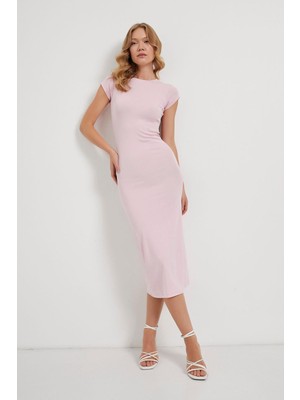 Armalife 6843 Bis Yaka  Kısa Kol Pamuk Karışımlı Esnek Kadın Elbise