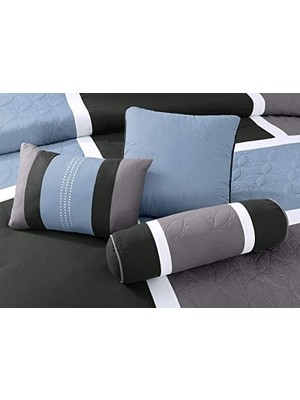 Upland 7 Parça Kapitone Yama Işi Yorgan Seti, Gri/açık Mavi/kömür,