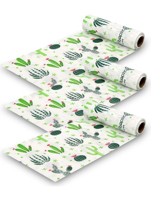 Masa ve Aktivite Piknik Örtüsü Kullan At Sıvı Geçirmez 3 Rulo (Rulo Içi:10 Adet) Kaktüs 100X120CM