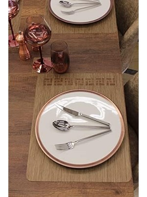 Kahverengi Tangram Bambu Desen Lazer Kesim Amerikan Servis 2 Adet 35X45 cm