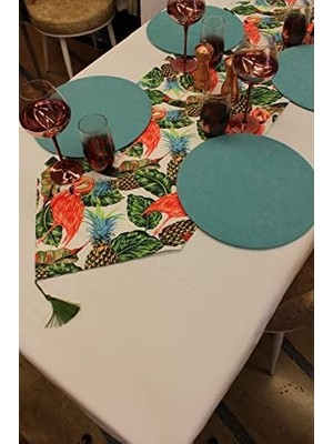 Ananas Desenli Beyaz Zemin Arka Plan Dijital Baskılı Runner Amerikan Servis 40X150 cm