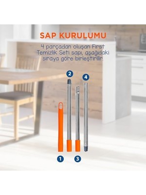 First Pratik Sıkmalı Paspas Seti Yüksek Emici Şerit Mop ve Kova