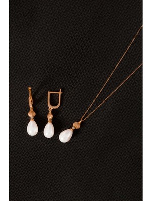 Else Silver 925 Ayar Gümüş Istiridye Damla Inci Set