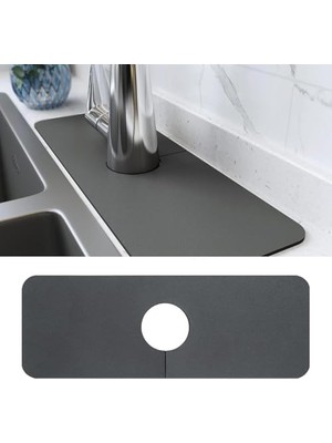 Sarmal Tasarımlı Musluk Kurutma Pedi – 38X13 cm Mikrofiber Süper Emici Tezgah Koruyucu – Su Sıçrama Önleyici ve Saklama Alanlı Kurutma Matı – Mutfak ve Banyo Için