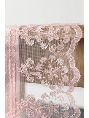 Favora Güpürlü Kadife Runner - Pembe