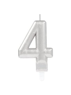 4 Rakam Mum Gümüş Renk