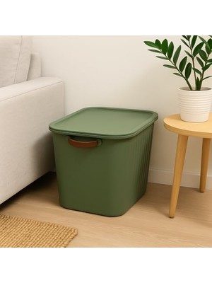 20LT Kapaklı Organizer Kutu – Dayanıklı Plastik Saklama Kutusu, Yan Kulplu, Renkli Büyük Boy Depolama Kutusu (40X30X25CM) (Renk Stok Durumuna Göre Gönderilir)