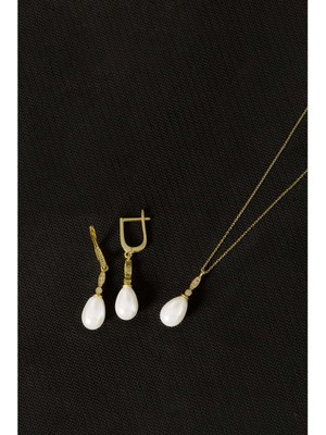 Else Silver 925 Ayar Gümüş Elegance Damla Inci Set