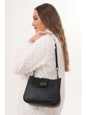 Morpelikan Kadın Üç Bölmeli Kilit Kapamalı El Omuz Çantası