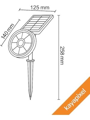 18W Güneş Enerjili Bahçe Armatürü – 9 LED 3200K Günışığı, IP65 Su Geçirmez Solar Spot Lamba, 200 Lümen, Kazıklı Veya Duvara Montaj, Açılı Aydınlatma