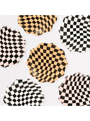 - Halloween Checker Plates - Bayramı Damalı Tabaklar (M) (8'li)