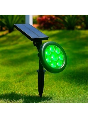 18W Solar Bahçe Aydınlatma Lambası - 9 LED Yeşil Işık, 200 Lümen, IP65 Su Geçirmez, Güneş Enerjili Kazıklı Veya Duvar Montajlı Çim Armatürü
